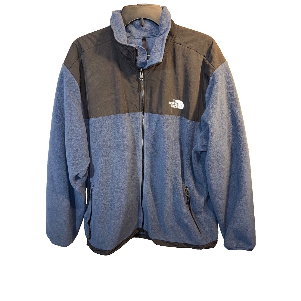 The North Face Jacket Men's Large blue black Polartec Fleece Zip Outdoor coat